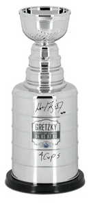 Wayne Gretzky Autographed & Inscribed “4 Cups” Replica Stanley Cup Trophy with Plaque - Ltd/Ed to 99