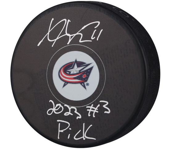 Adam Fantilli Columbus Blue Jackets Autographed Fanatics Authentic Hockey Puck with 
