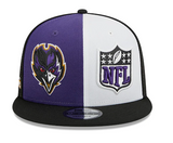 Men's New Era Purple/Black Baltimore Ravens 2023 Sideline Primary Logo 9FIFTY Snapback Hat
