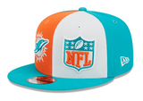 Men's New Era Orange/Teal Miami Dolphins 2023 Sideline Primary Logo 9FIFTY Snapback Hat