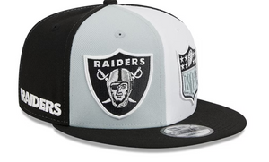 Men's New Era Gray/Black Las Vegas Raiders 2023 Sideline Primary Logo 9FIFTY Snapback Hat