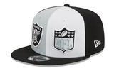 Men's New Era Gray/Black Las Vegas Raiders 2023 Sideline Primary Logo 9FIFTY Snapback Hat