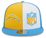 Men's New Era Gold/Powder Blue Los Angeles Chargers 2023 Sideline Primary Logo 9FIFTY Snapback Hat
