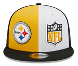 Men's New Era Gold/Black Pittsburgh Steelers 2023 Sideline Primary Logo 9FIFTY Snapback Hat