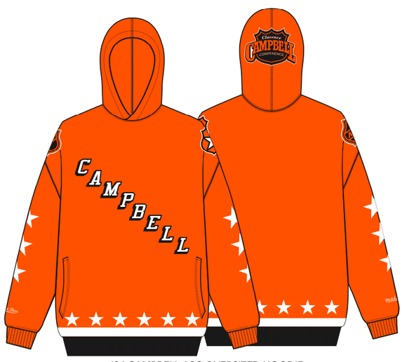 Men's NHL All Star Game Retro Hockey Campbell Conference Mitchell & Ness Orange Hoodie Sweatshirt