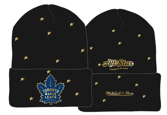 Men's 2024 NHL All Star Mitchell & Ness Starry Sky Acrylic Cuffed Knit - Toronto Maple Leafs