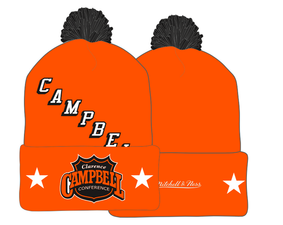 Men's NHL All Star Mitchell & Ness Retro Vintage Acrylic Cuffed Pom Knit - Campbell Conference