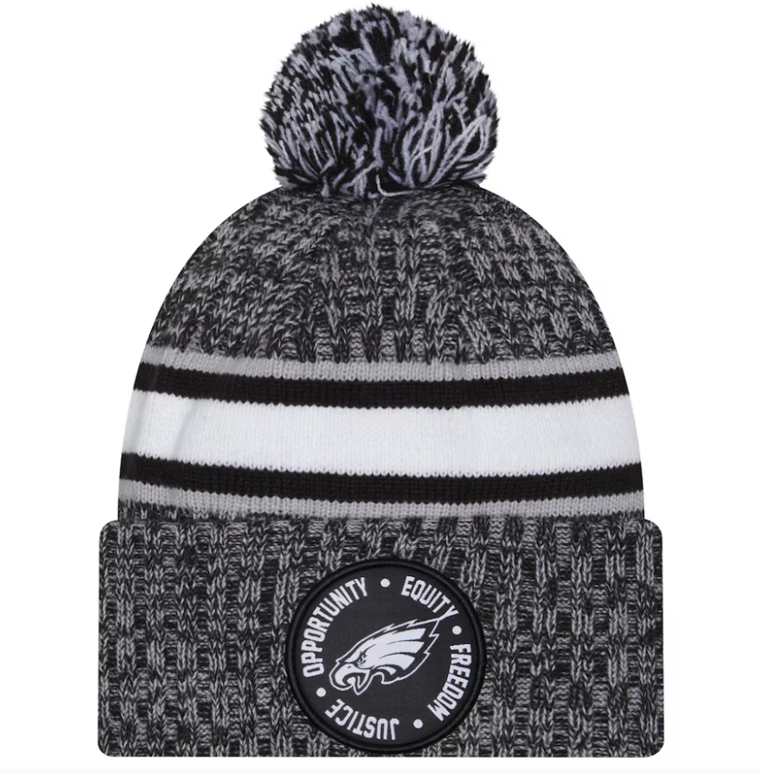 Men's New Era Black Philadelphia Eagles Inspire Change Cuffed Knit Hat ...