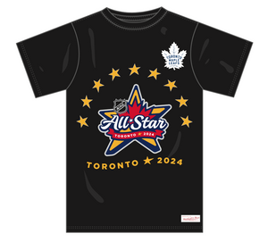 Men's 2024 NHL All Star Mitchell & Ness Black & Gold T Shirt - Toronto Maple Leafs