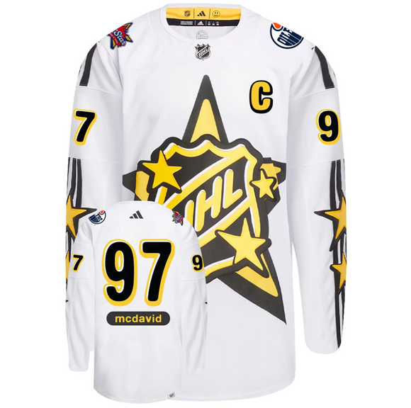 Men's 2024 NHL All-Star Game adidas x drew house White Primegreen Authentic Jersey - Connor McDavid