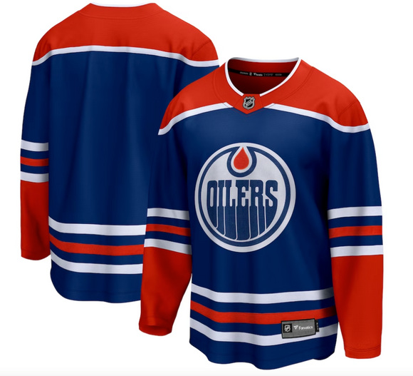 Men's Edmonton Oilers Fanatics Branded Royal Home Premier Breakaway Blank - Jersey