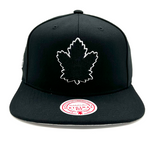 Men’s NHL Toronto Maple Leafs Mitchell & Ness Black Out TC Bottom 75th Anniversary Snapback Hat – Black