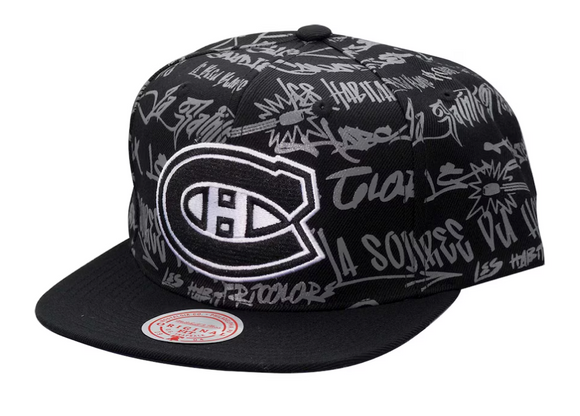 Men's Montreal Canadiens Mitchell & Ness Black Meaningful Words Snapback Hat