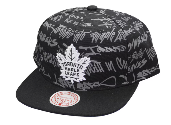 Men's Toronto Maple Leafs Mitchell & Ness Black Meaningful Words Snapback Hat