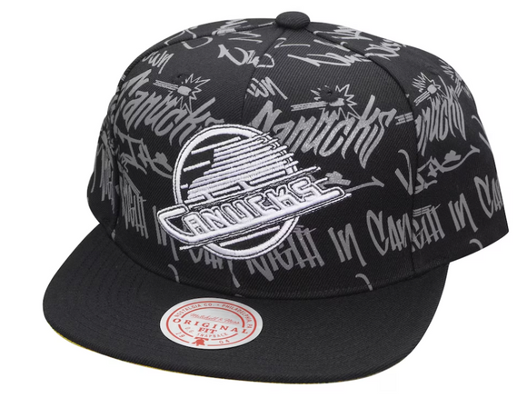 Men's Vancouver Canucks Mitchell & Ness Black Meaningful Words Snapback Hat