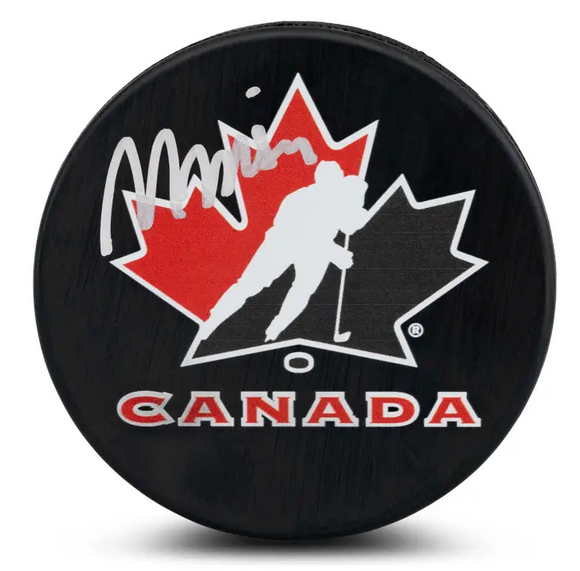 Michael Misa Autographed Team Canada Inglasco Souvenir Puck