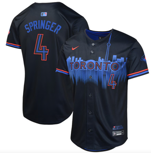 Kids George Springer Toronto Blue Jays Nike 2024 City Connect Limited Player Navy Jersey - 4 Size Groups