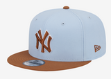 Men's New York Yankees MLB New Era 9Fifty Colour Pack Snapback Hat Cap - Light Blue/Brown
