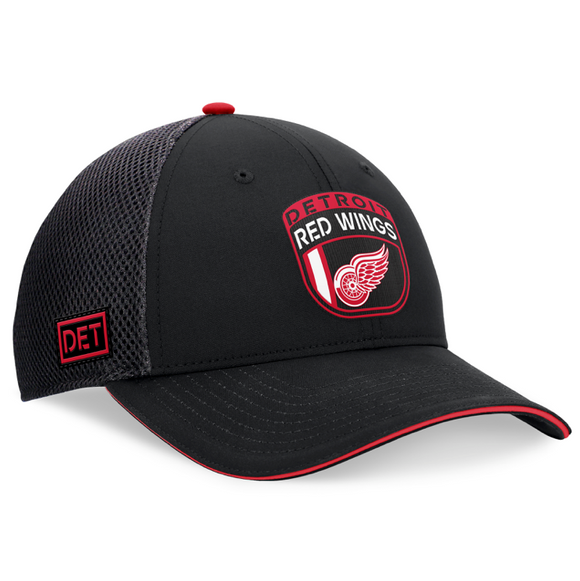 Men's Detroit Red Wings Fanatics Black 2024 NHL Draft On Stage Trucker Adjustable Hat