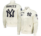 Men's New York Yankees Pro Standard Cream Cooperstown Collection Pinstripe Retro Classic Satin Full-Snap Jacket