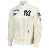 Men's New York Yankees Pro Standard Cream Cooperstown Collection Pinstripe Retro Classic Satin Full-Snap Jacket