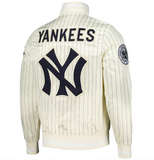 Men's New York Yankees Pro Standard Cream Cooperstown Collection Pinstripe Retro Classic Satin Full-Snap Jacket