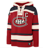 Men's Montreal Canadiens Nick Suzuki '47 Red Lacer Player Name & Number Pullover Hoodie