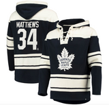 Men's Toronto Maple Leafs Auston Matthews '47 Blue Player Name & Number Lacer Pullover Hoodie