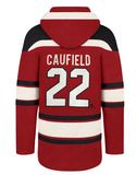 Cole Caufield Montreal Canadiens '47 Lacer Player Name & Number - Lace-Up Pullover Hoodie - Red