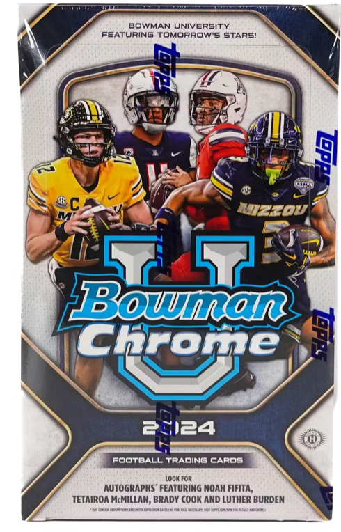 2024 Bowman University Chrome Football Hobby Box 24 Packs Per Box, 4 Cards Per Pack