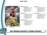 2024 Bowman University Chrome Football Hobby Box 24 Packs Per Box, 4 Cards Per Pack