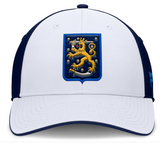 Men's Finland Fanatics White/Navy 2025 4 Nations Face-Off Stretch Fit Hat