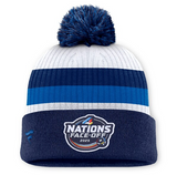 Youth Finland Fanatics Black/Blue 2025 4 Nations Face-Off Cuffed Knit Hat with Pom