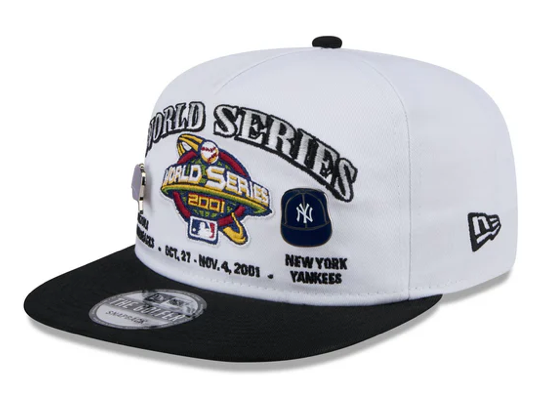 2001 World Series MLB New Era Men's White Golfer Championship Pin Snapback Hat - Diamondbacks vs Yankees