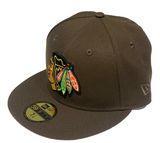 Men's New Era Brown Chicago Blackhawks NHL Hockey Custom 59FIFTY Fitted Hat