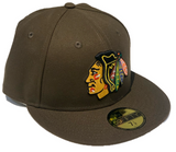 Men's New Era Brown Chicago Blackhawks NHL Hockey Custom 59FIFTY Fitted Hat