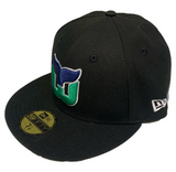 Men's New Era Black Hartford Whalers NHL Hockey Custom 59FIFTY Fitted Hat