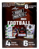 2024 Leaf Heroes & Prospects Football Hobby Box 6 Packs per Box, 4 Cards per Pack