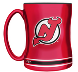 New Jersey Devils Primary Logo Black Red NHL Hockey 14oz Sculpted C-Handle Mug