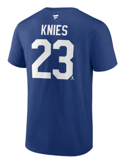 Matthew Knies Toronto Maple Leafs Logo Fanatics Branded Authentic Stack Name and Number - T-Shirt - Royal