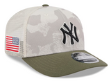 Men's New Era Light Beige/Olive New York Yankees 2025 Armed Forces Day 9SEVENTY Stretch-Snap Hat