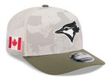 Men's New Era Light Beige/Olive Toronto Blue Jays 2025 Armed Forces Day 9SEVENTY Stretch-Snap Hat