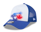 Youth Toronto Blue Jays New Era Painted A-Frame 9FORTY Trucker Adjustable Hat - White/Royal