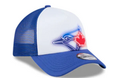 Youth Toronto Blue Jays New Era Painted A-Frame 9FORTY Trucker Adjustable Hat - White/Royal