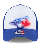 Youth Toronto Blue Jays New Era Painted A-Frame 9FORTY Trucker Adjustable Hat - White/Royal