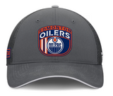 Men's Edmonton Oilers Fanatics Gray Authentic Pro Home Ice Trucker Adjustable Hat
