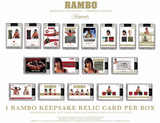 2024 Super Break Keepsake Rambo Collection Premiere Edition Hobby Box 1 Encased Relic Card, 1 5-Card Pack & 1 Card Stand per Box