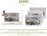 2024 Super Break Keepsake Rambo Collection Premiere Edition Hobby Box 1 Encased Relic Card, 1 5-Card Pack & 1 Card Stand per Box