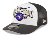 Toronto Blue Jays New Era 2025 AL East Division Champions Locker Room 9SEVENTY Adjustable Trucker Hat - White/Charcoal