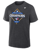 Men's Toronto Blue Jays Fanatics Heather Charcoal 2025 American League Champions Locker Room T-Shirt